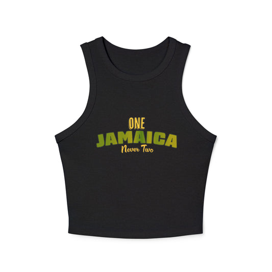 One Jamaica Racer Tank Top - Women’s Micro Rib Crop Top for Summer Vibes