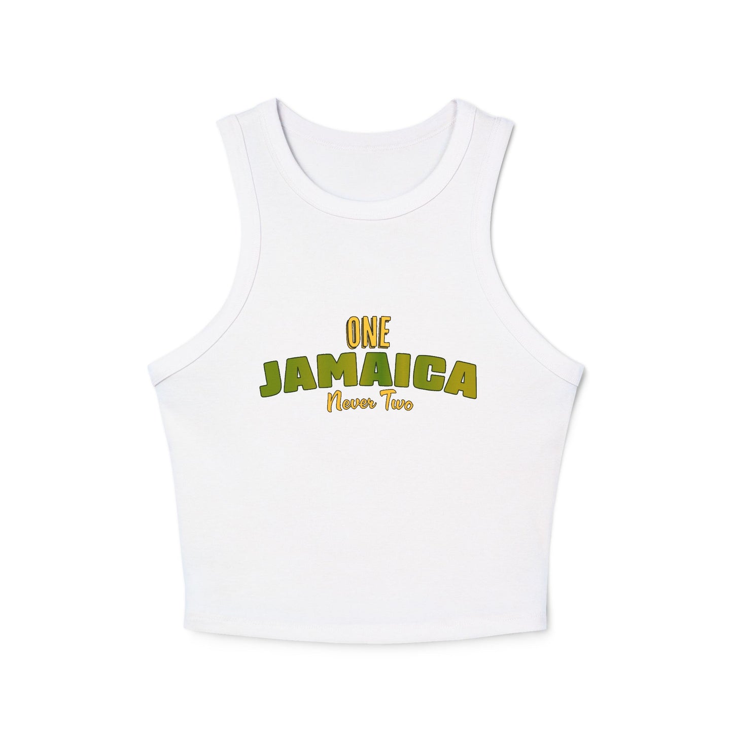 One Jamaica Racer Tank Top - Women’s Micro Rib Crop Top for Summer Vibes