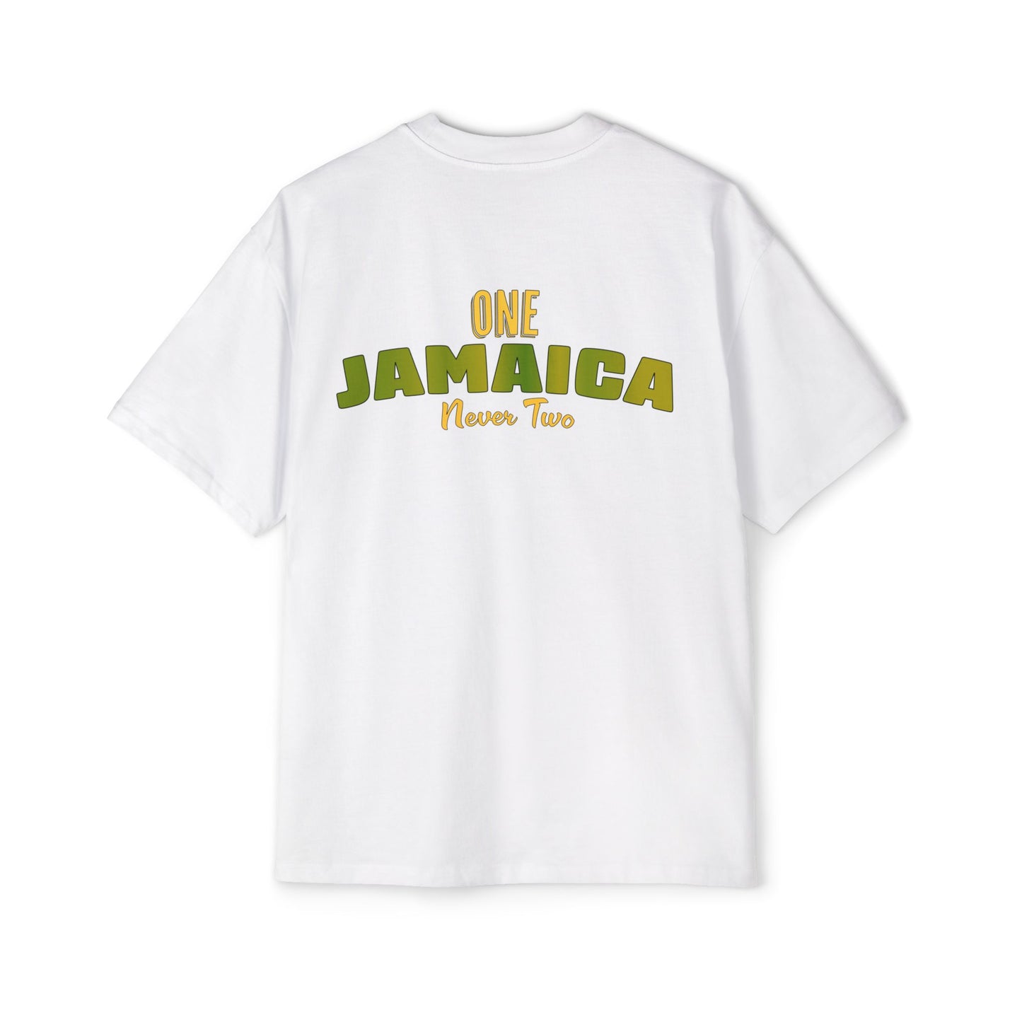 Men's Heavy Oversized Tee - 'One Jamaica, Never Two' Graphic T-Shirt