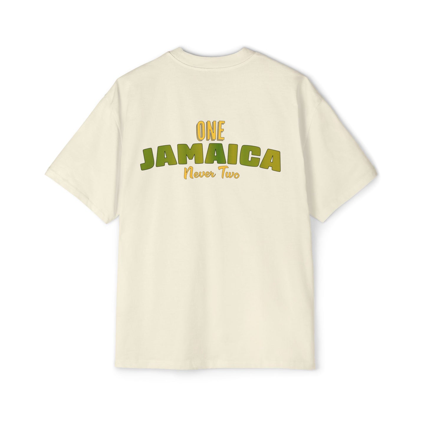 Men's Heavy Oversized Tee - 'One Jamaica, Never Two' Graphic T-Shirt